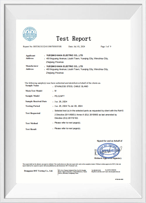 Stainless Steel Cable Connector Certificate