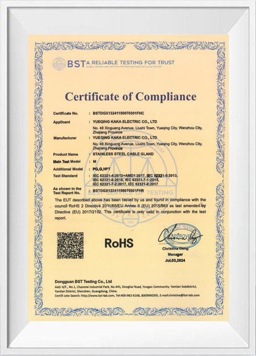 Stainless Steel Cable Connector Certificate