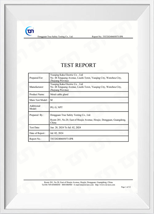 Metal Cable Joint Certificate